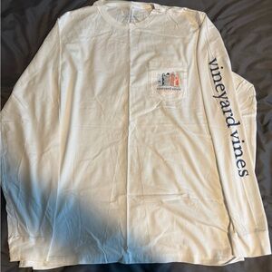 Vineyard Vines White Long Sleeve Tee with Logo